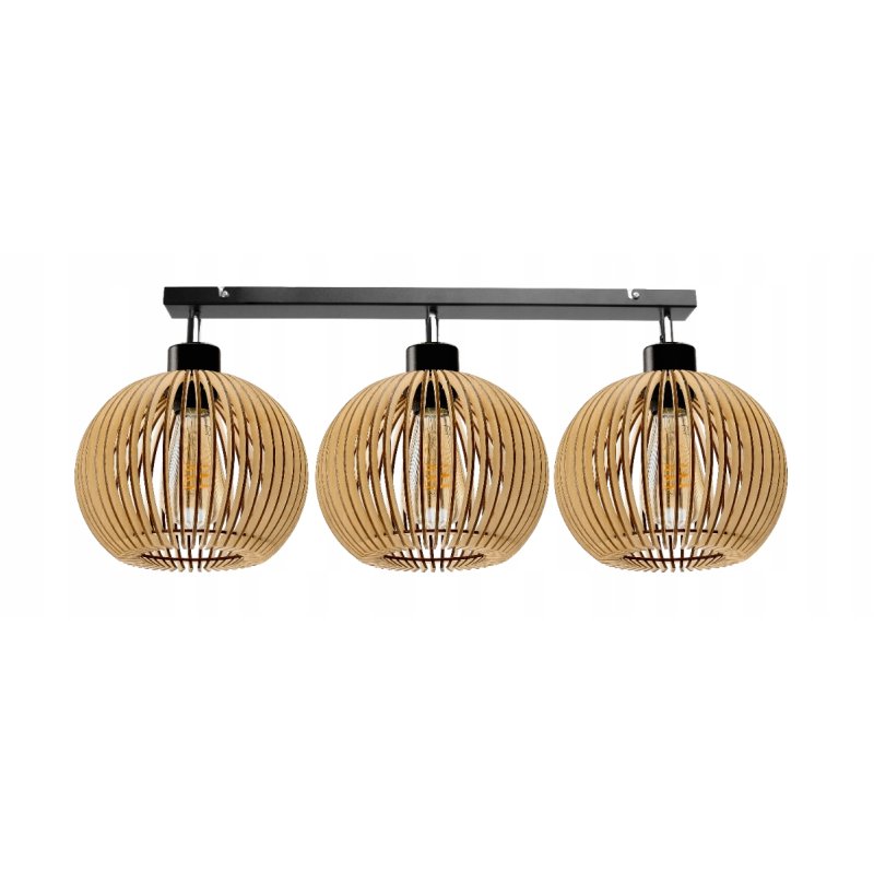 Lampa plafon żyrandol ruchomy sufit klosz drewno 3