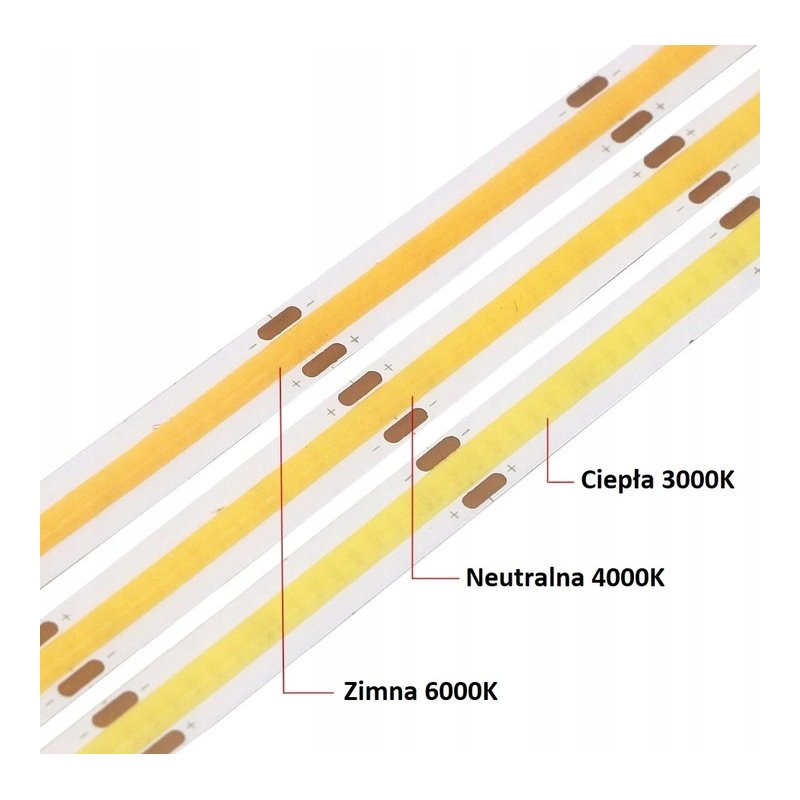 Taśma LED COB linia światła 24V 5m 480 diod na metr Biała Neutralna PRO