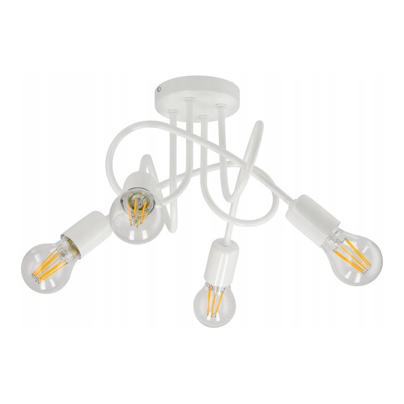 Lampa kręcona żyrandol loft edison 4x E27 biała
