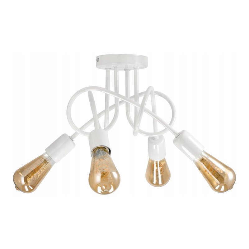Lampa kręcona żyrandol loft edison 4x E27 biała