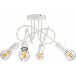 Lampa kręcona żyrandol loft edison 4x E27 biała