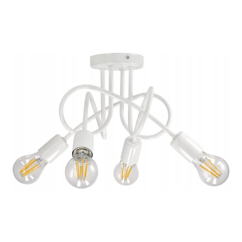 Lampa kręcona żyrandol loft edison 4x E27 biała