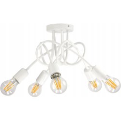 Lampa kręcona żyrandol loft edison 5x E27 biała