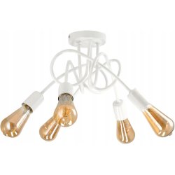 Lampa kręcona żyrandol loft edison 5x E27 biała
