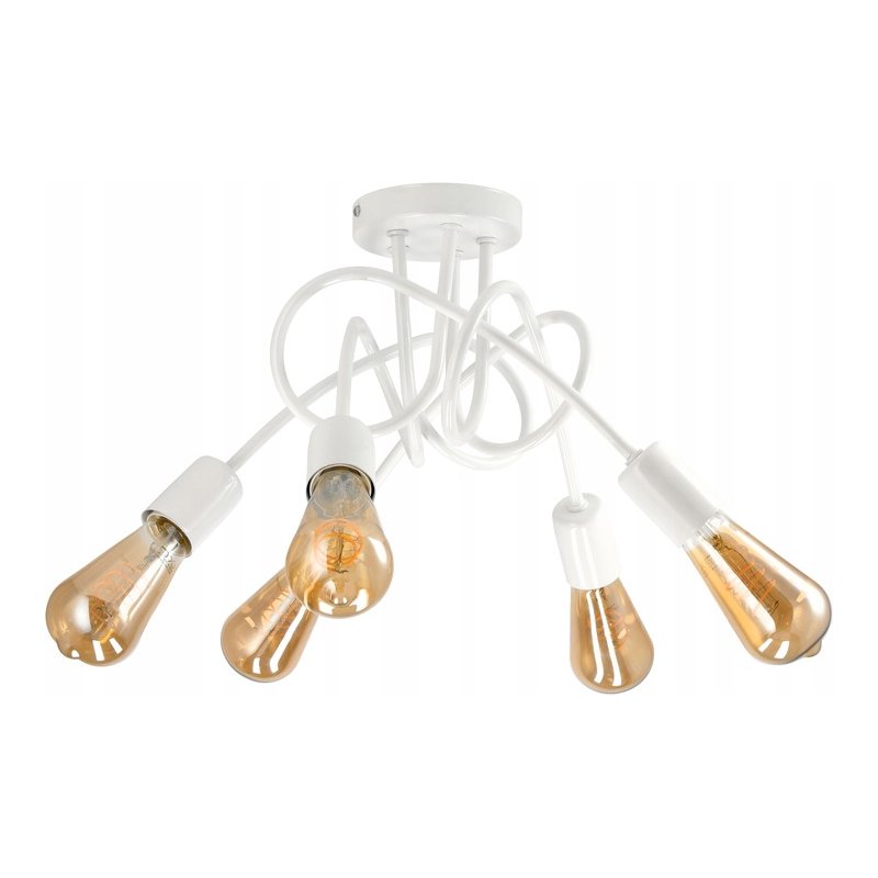 Lampa kręcona żyrandol loft edison 5x E27 biała