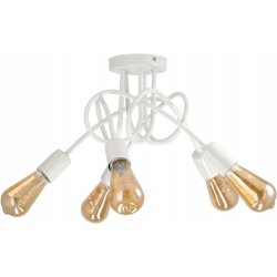 Lampa kręcona żyrandol loft edison 5x E27 biała