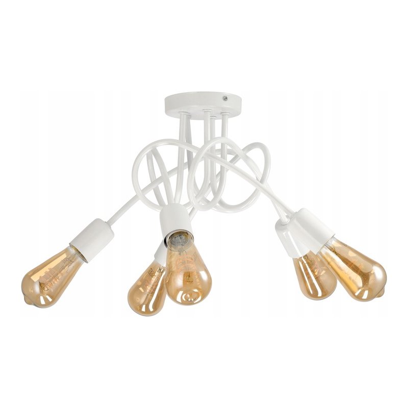 Lampa kręcona żyrandol loft edison 5x E27 biała