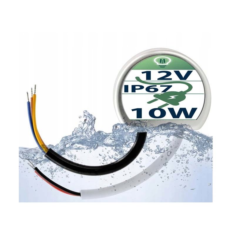 Zasilacz montażowy do puszki 12V 0,8A 10W dopuszkowy fi60 IP67 do taśm LED