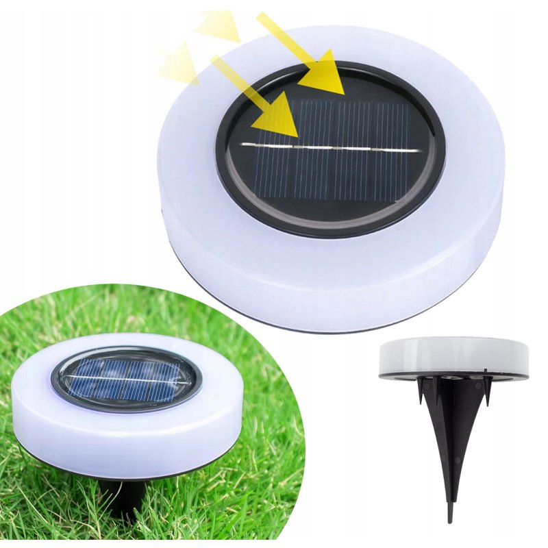 LAMPKA premium OGRODOWA SOLARNA lampa SCHODOWA dysk LED NW WBIJANA PŁASKA