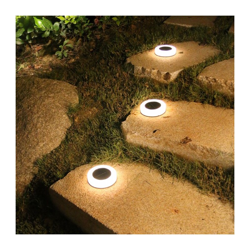 LAMPKA premium OGRODOWA SOLARNA lampa SCHODOWA dysk LED NW WBIJANA PŁASKA