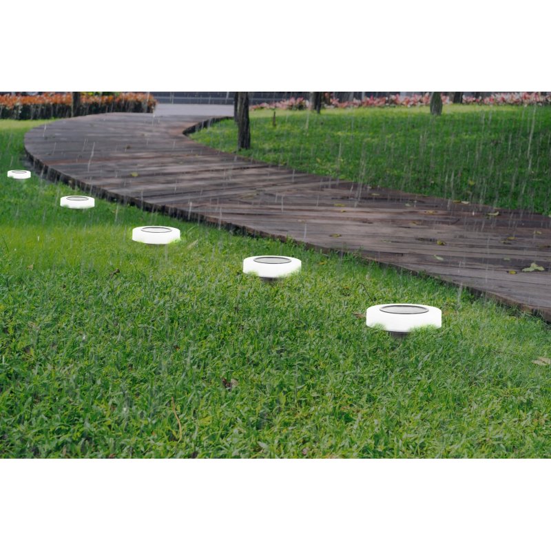 LAMPKA premium OGRODOWA SOLARNA lampa SCHODOWA dysk LED NW WBIJANA PŁASKA