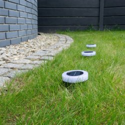 LAMPKA premium OGRODOWA SOLARNA lampa SCHODOWA dysk LED NW WBIJANA PŁASKA