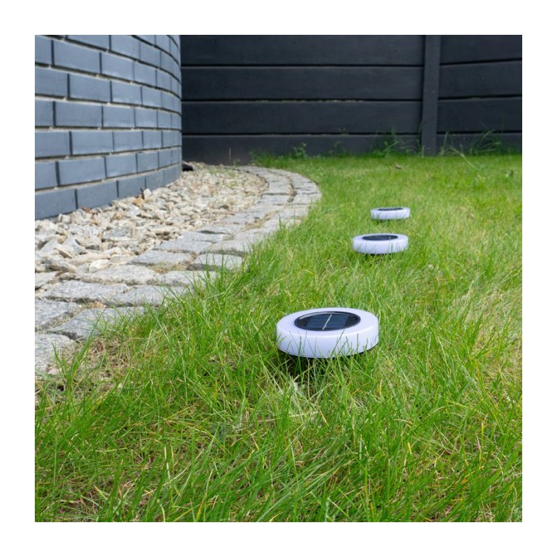 LAMPKA premium OGRODOWA SOLARNA lampa SCHODOWA dysk LED NW WBIJANA PŁASKA