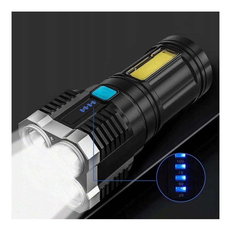 LATARKA ręczna LED SZPERACZ WIELOFUNKCYJNA taktyczna wojskowa ładowana USB