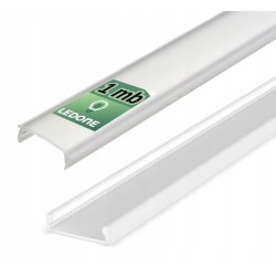 1mb Profil aluminiowy płytki slim nawierzchniowy PŁASKI biały + KLOSZ