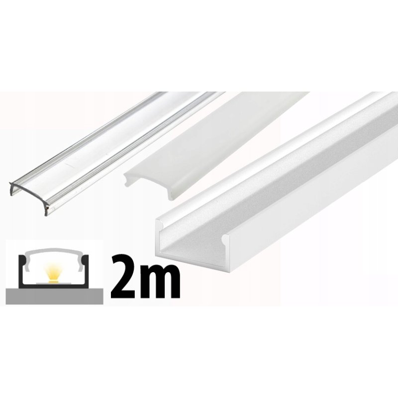 2mb Profil ALUMINIOWY nawierzchniowy typ A P4-1 biały do taśm led + KLOSZ