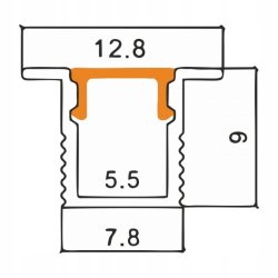 Zestaw 2mb Profil aluminiowy WĄSKI wpuszczany SREBRNY + KLOSZ do taśm led