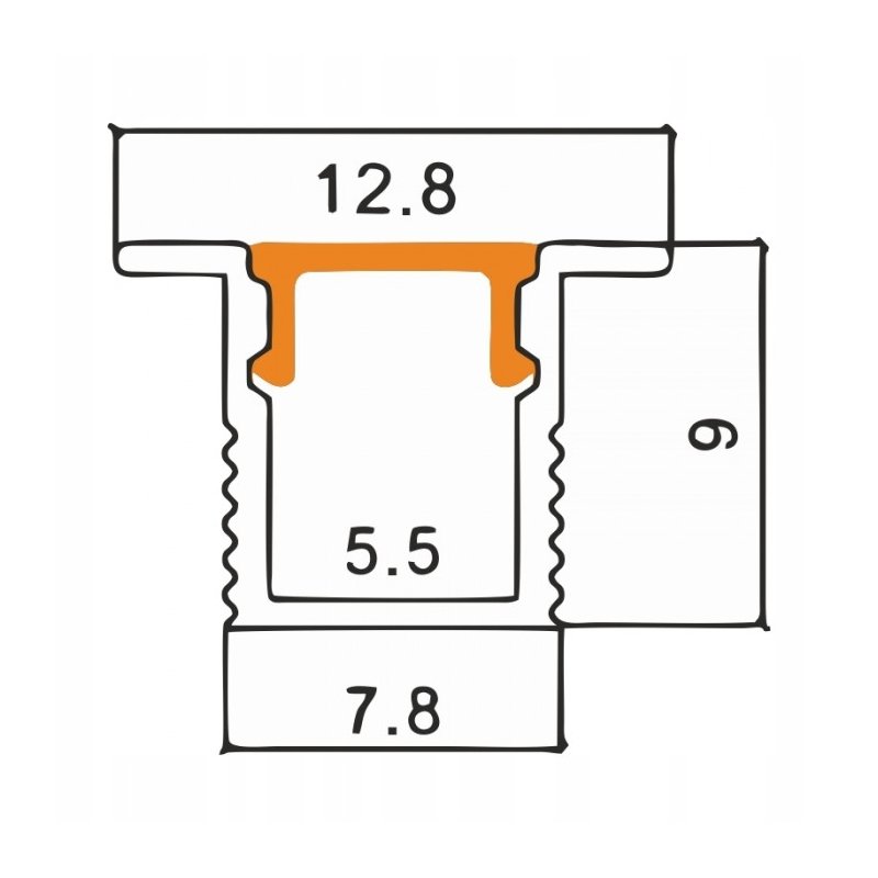 Zestaw 2mb Profil aluminiowy WĄSKI wpuszczany SREBRNY + KLOSZ do taśm led