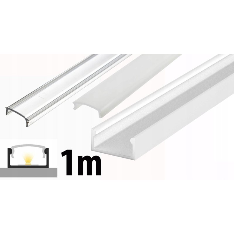 1mb Profil ALUMINIOWY nawierzchniowy typ A P4-1 biały do taśm led + KLOSZ