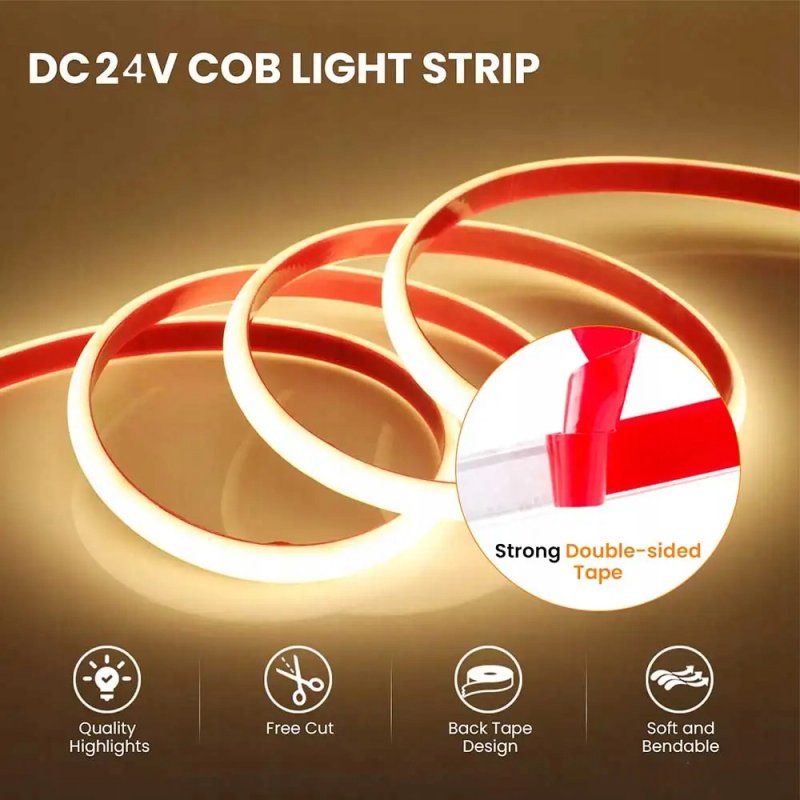 Taśma LED COB 24V 480 NW 4000K 10W/m IP68 5m do sauny basenu oczka wodnego