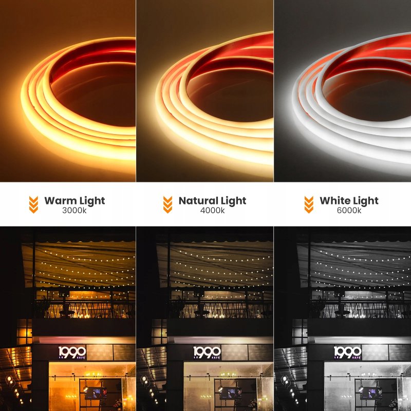 Taśma LED COB 24V 480 NW 4000K 10W/m IP68 5m do sauny basenu oczka wodnego