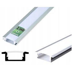 PROFIL ALUMINIOWY srebrny wpuszczany slim eko do taśm LED 1m KLOSZ mleczny