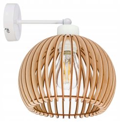 Lampa kinkiet ścienny stały prosty LOFT klosz kula 36 Drewno na 1x e27