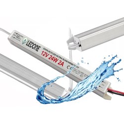 Zasilacz 12V 24W 2A wodoodporny do taśm LED IP67 hermetyczny metal slim