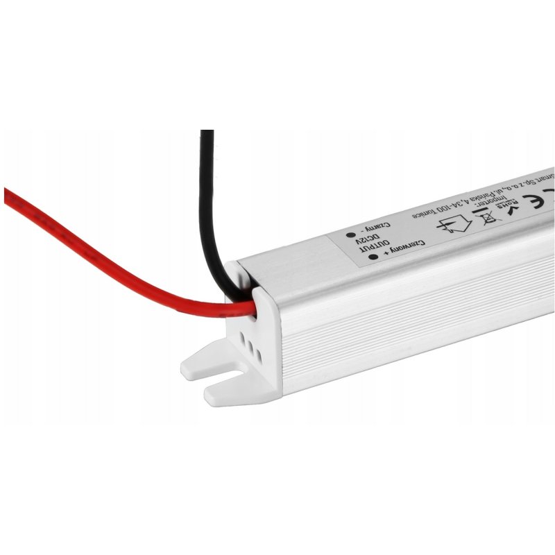 Zasilacz 12V 24W 2A wodoodporny do taśm LED IP67 hermetyczny metal slim