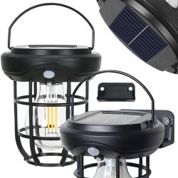 Lampa wisząca stojąca LAMPION KINKIET SOLARNY E27 LOFT filament LED z PIR
