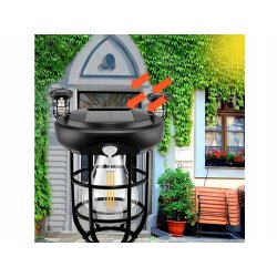 Lampa wisząca stojąca LAMPION KINKIET SOLARNY E27 LOFT filament LED z PIR