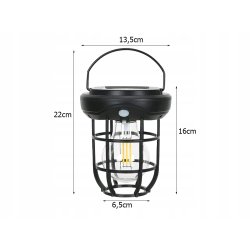 Lampa wisząca stojąca LAMPION KINKIET SOLARNY E27 LOFT filament LED z PIR