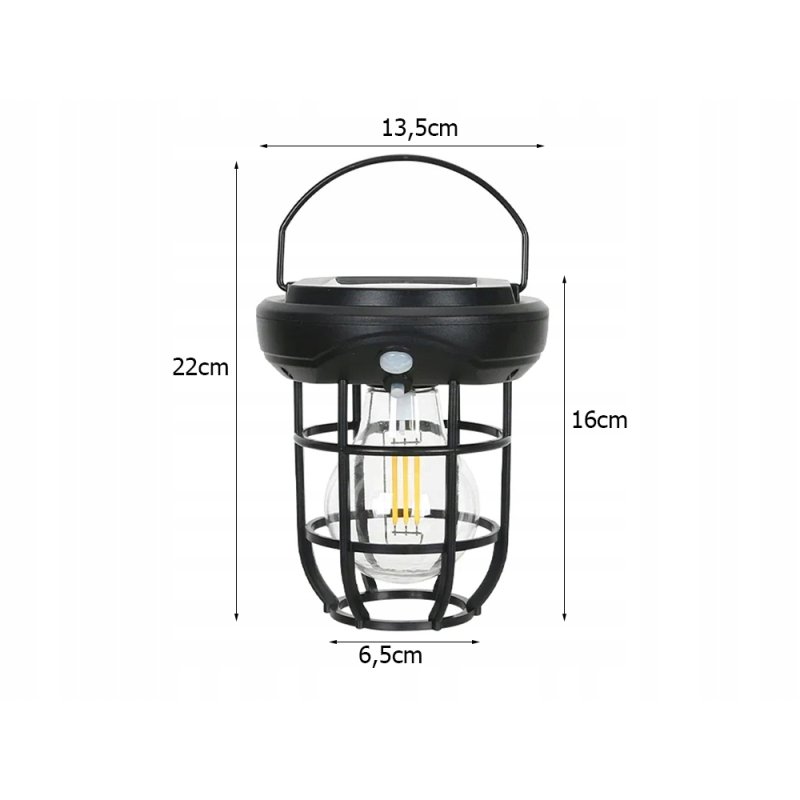 Lampa wisząca stojąca LAMPION KINKIET SOLARNY E27 LOFT filament LED z PIR
