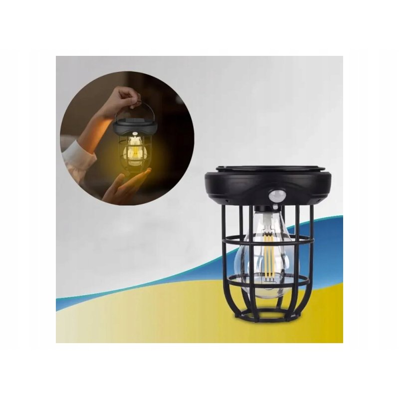 Lampa wisząca stojąca LAMPION KINKIET SOLARNY E27 LOFT filament LED z PIR