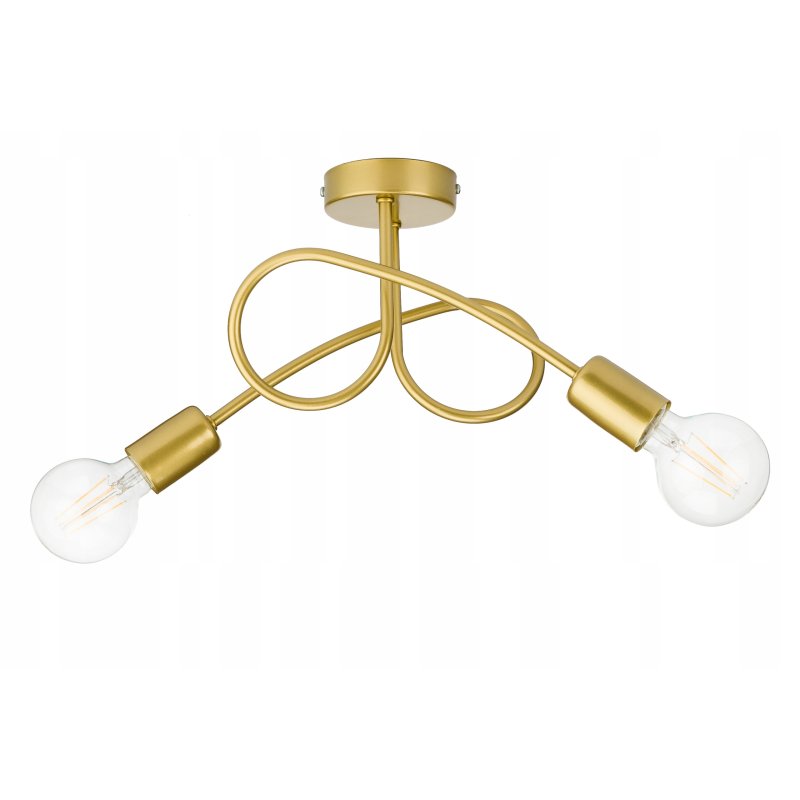 Lampa sufitowa kręcona złota żyrandol loft na 2x E27 złoty