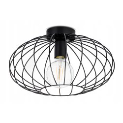 LAMPA stała sufitowa plafon Loft klosz druciany Elipsa 35cm na E27