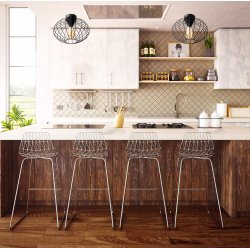 LAMPA stała sufitowa plafon Loft klosz druciany Elipsa 35cm na E27