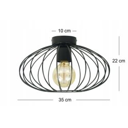 LAMPA stała sufitowa plafon Loft klosz druciany Elipsa 35cm na E27