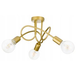 Lampa sufitowa kręcona żyrandol loft 3x E27 złota