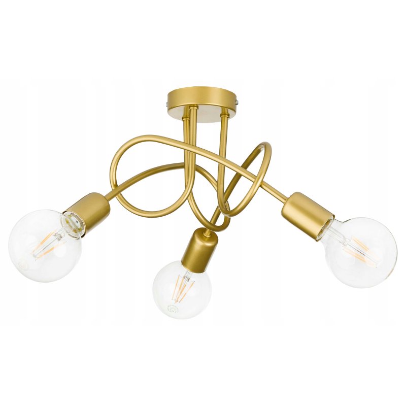 Lampa sufitowa kręcona żyrandol loft 3x E27 złota
