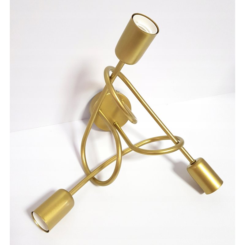 Lampa sufitowa kręcona żyrandol loft 3x E27 złota