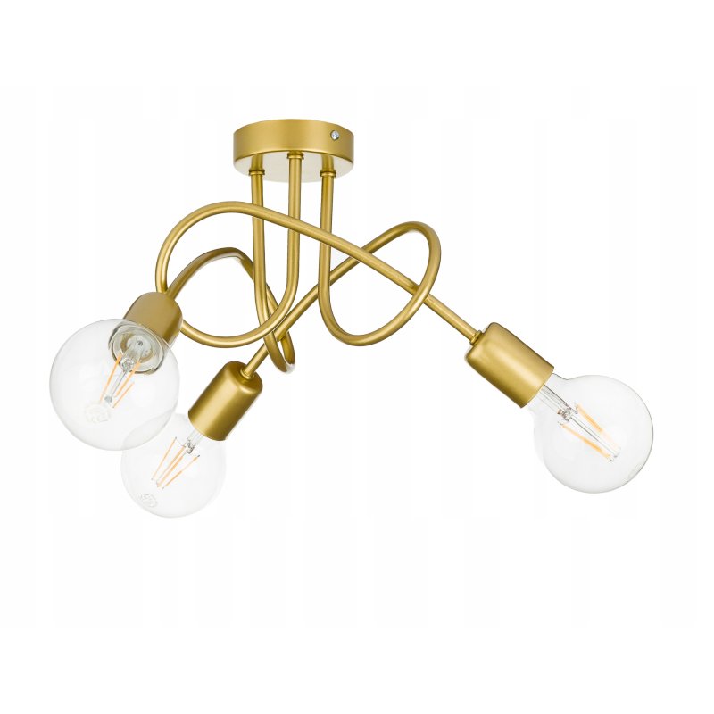 Lampa sufitowa kręcona żyrandol loft 3x E27 złota