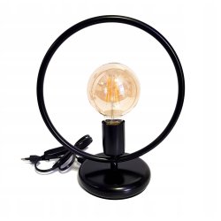 Lampka nocna Lampa stołowa loft koło na led E27 czarna