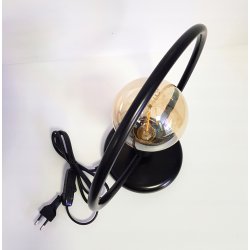 Lampka nocna Lampa stołowa loft koło na led E27 czarna