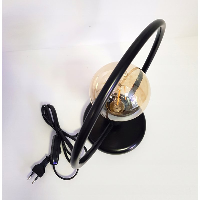 Lampka nocna Lampa stołowa loft koło na led E27 czarna