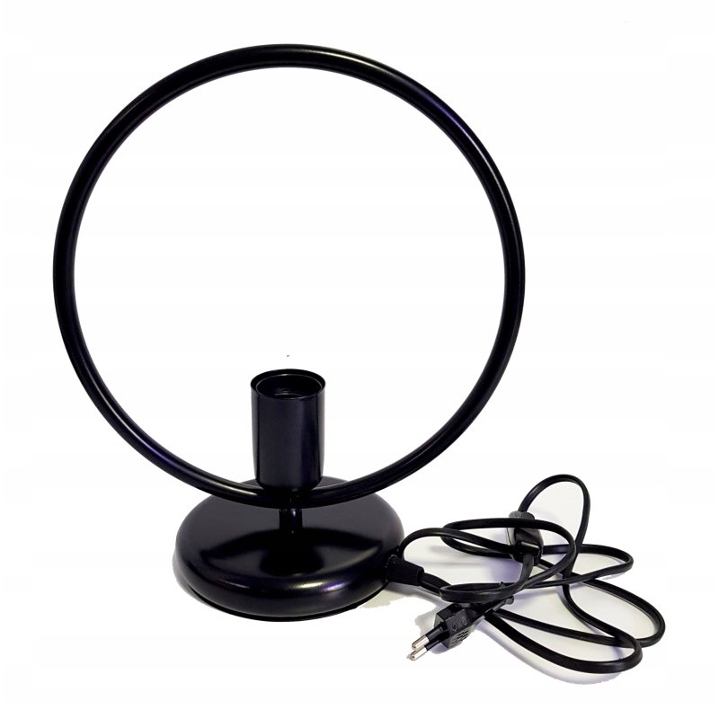 Lampka nocna Lampa stołowa loft koło na led E27 czarna