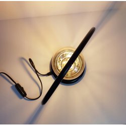 Lampka nocna Lampa stołowa loft koło na led E27 czarna