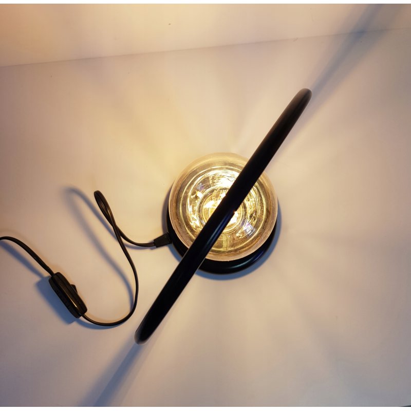 Lampka nocna Lampa stołowa loft koło na led E27 czarna