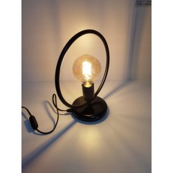 Lampka nocna Lampa stołowa loft koło na led E27 czarna