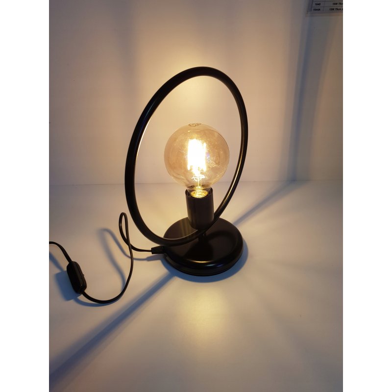 Lampka nocna Lampa stołowa loft koło na led E27 czarna
